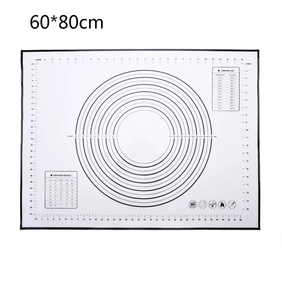 60/50/40cm Silicone Pad Baking Mat Sheet Kneading Dough Mat For Kitchen Rolling Dough Pizza Large Dough Non-Stick Maker Holder