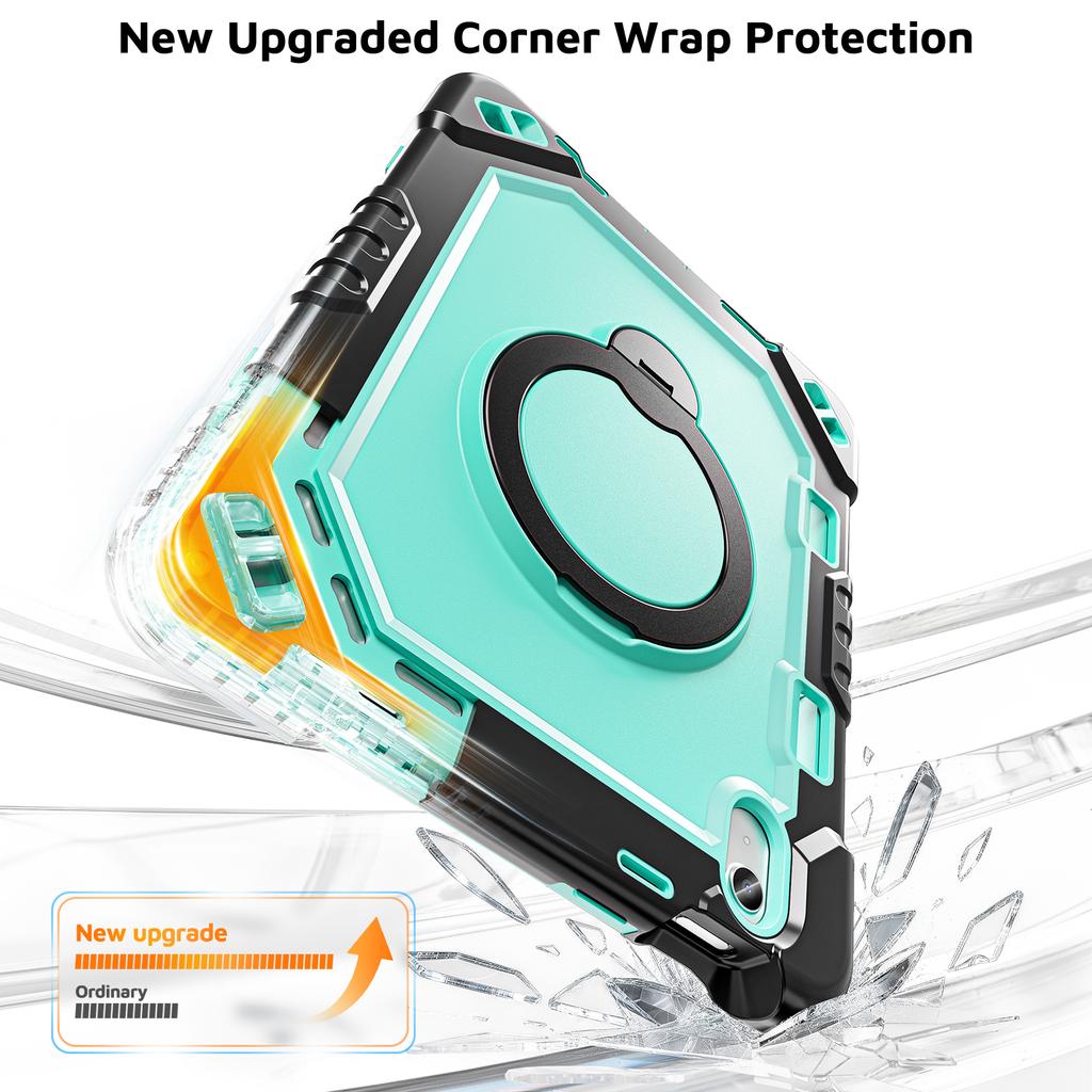 Mecha Style Shockproof Case for IPad 11 A16 2025 10th Air11 M4 M3 M2 Pro11 4th 3th 2th Mini 7 360 Rotating Kickstand Strap Cover