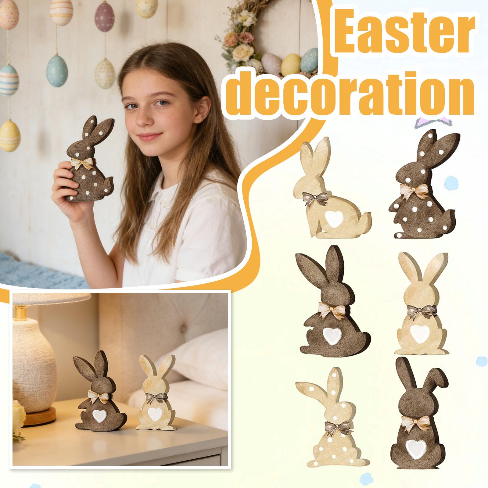 

Easter-themed Colorful Bunny Decor Pieces, Suitable For Use Dining Tables Or As Desk Ornaments, In A Rustic . One Size