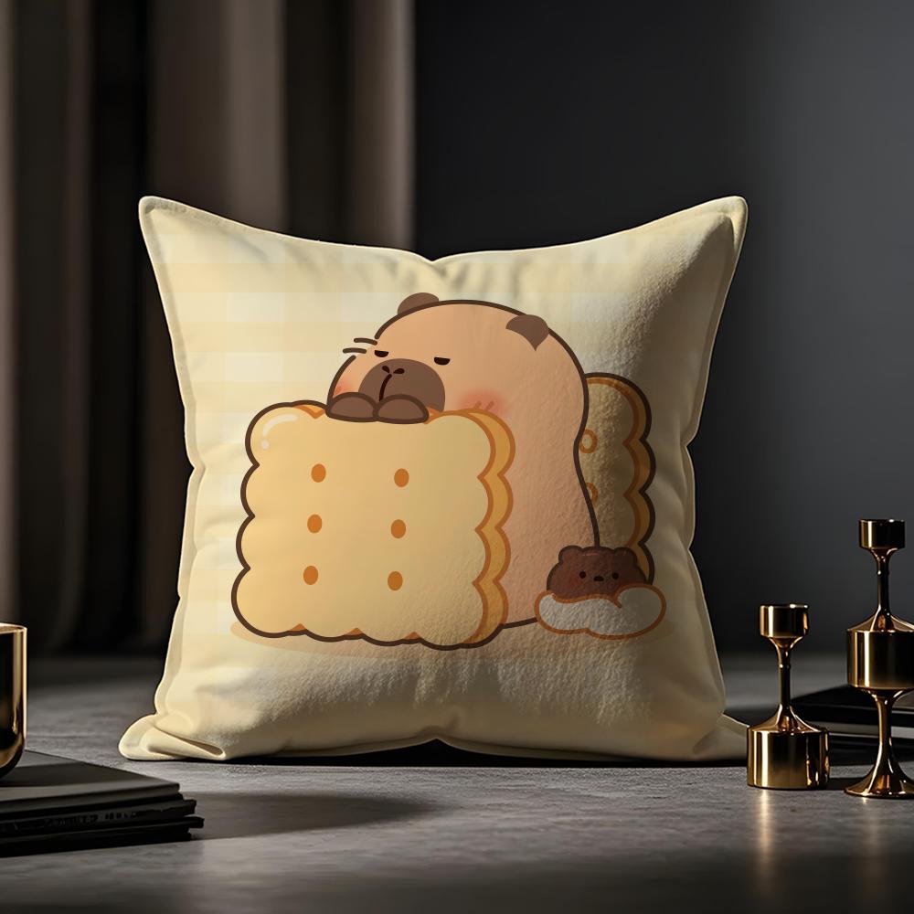 Guinea Pig Cake Cushion Cover Anti-dustmite Pillowcase Invisible Zipper Silky Short Plush Sofa Cushion Cover