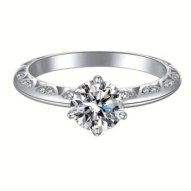 Six-Claw Inlaid Zircon Ring, Engagement Wedding With Jewelry, Fashionable Classic And Elegant