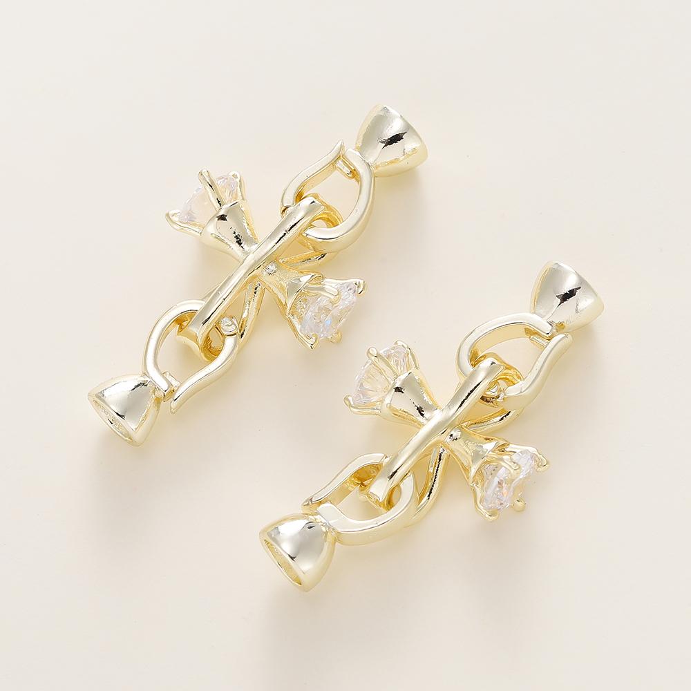 

1Pcs/Lot 14/18K Gold Color Plated Decorative Connector Fastener Clasps With Zircon for DIY Jewelry Necklace Making Accessories