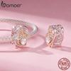 Bamoer 925 Sterling Silver Two-tone Love Heart Charm Celtic Murano Beads for Women Teens Bracelet Accessories DIY Valentine Gift