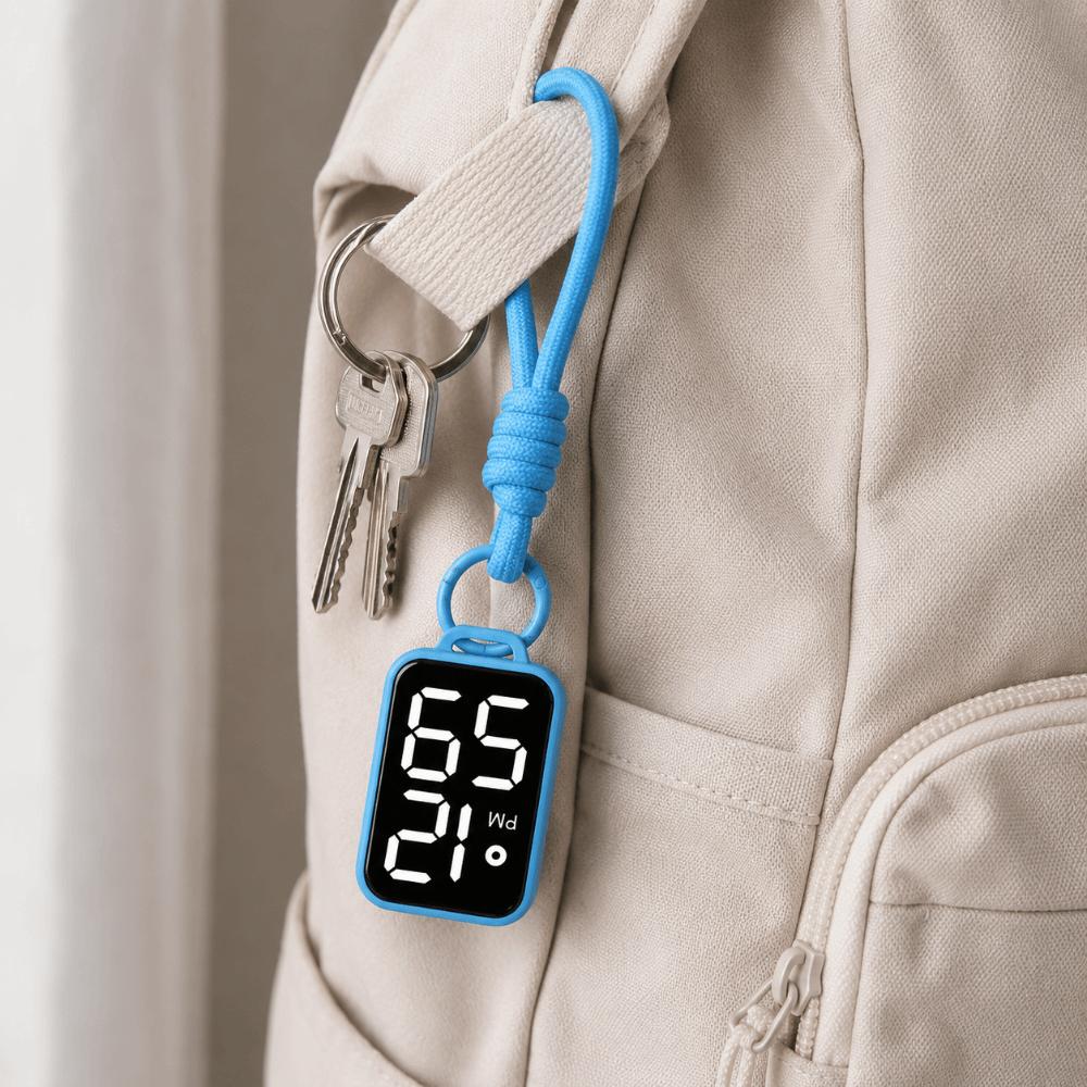 Big Numbers Pocket Watch Keychain LED Digital Watch Portable Electronic Hanging Watch  Kid Adult