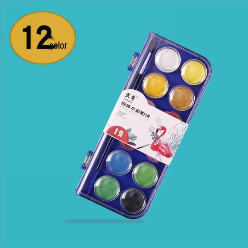 Xuan Qing 12/36 Color Pan Pastels: Beginner Transparent Solid Watercolor Paint Set with 28 Colors and Brush