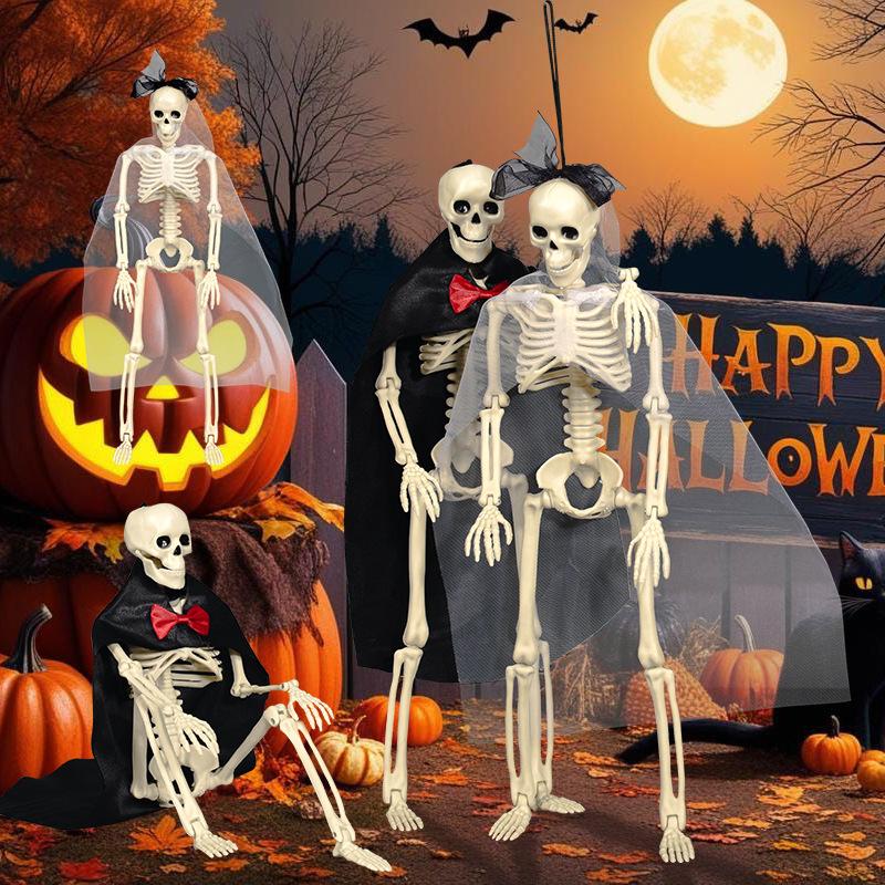 Halloween Skeleton Groom Bride Skull Simulation Plastic Skeleton Couple Hanging Props Ghost House Party Halloween Decoration
