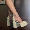 Light Super Small Brock Shoes Bridesmaid Mouth Thick 12cm Heel High Heels Show High Wedding Shoes Summer 