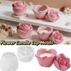 DIY Silicone Rose Flower Molds Non-Stick Handmade Flower Candle Cup Molds with Lid Candlestick Molds Candle Making