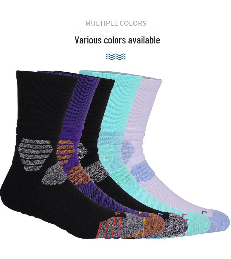 Mingjun Elite Non-Slip Men's Basketball Socks - Thick, Mid-Tube, Cushioned Sports Socks for Enhanced Performance