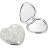 AsAlways Rhinestone Compact Pocket Mirror Portable Travel Cute Cosmetic Mirror Folding Handheld Double-Sided 1x/2x Magnifying Purse Mirror (Silver)