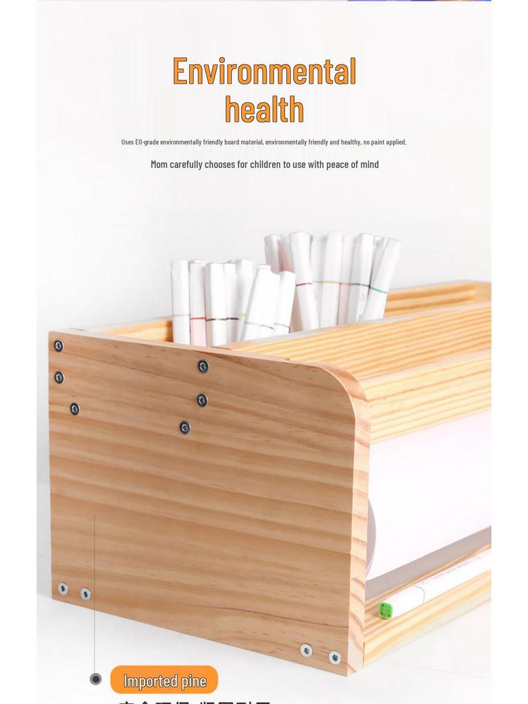 Pine Wood Children's Tabletop Art Easel with Long Drawing Paper Roll