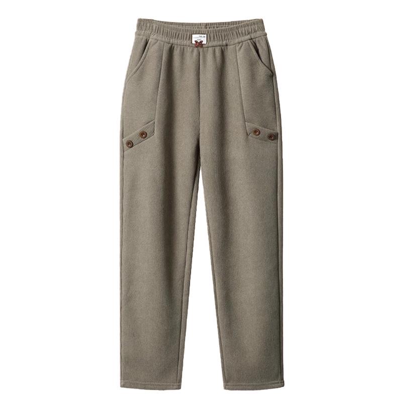 2024 New Style Plus Velvet Thick Slimming Harem Pants for Middle-Aged Women: Autumn/Winter Fashion
