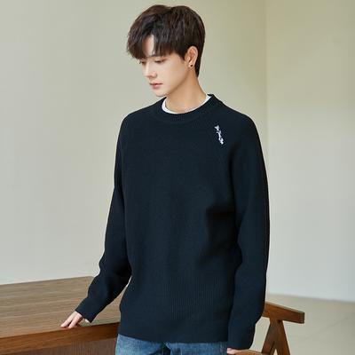 Autumn and Winter Inner Sweater Solid Color High-end Crew Neck Sweater Loose Trend Casual Men's Knitting