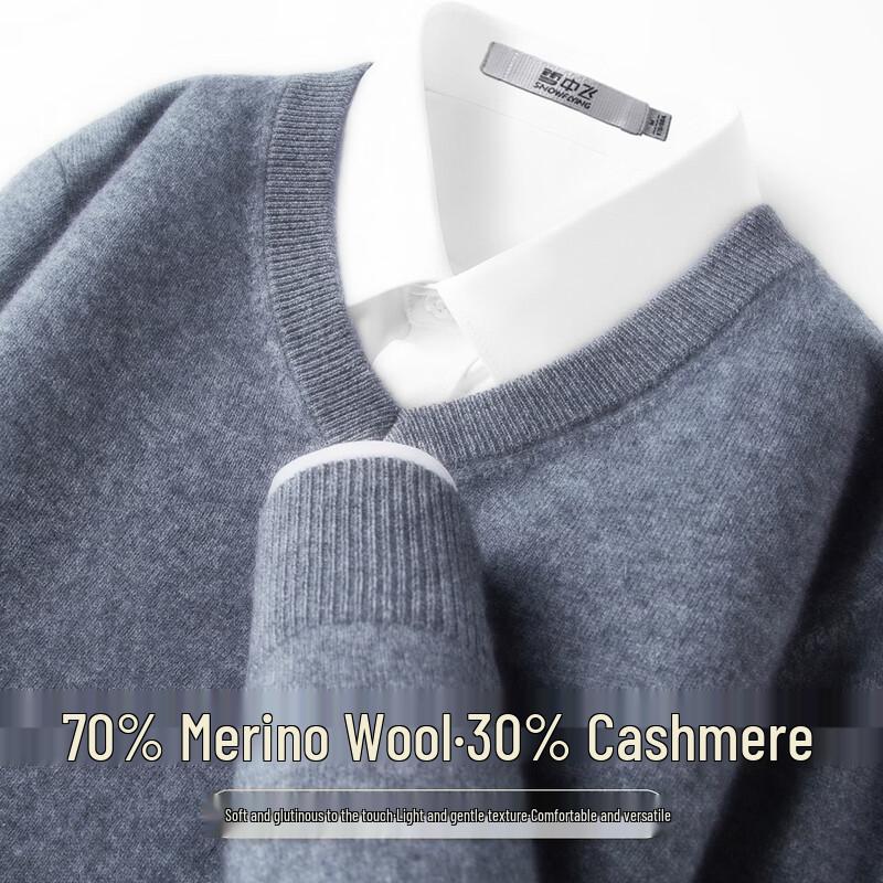 SNOWFLYING Men s 30% Cashmere V-Neck Sweater 4XL