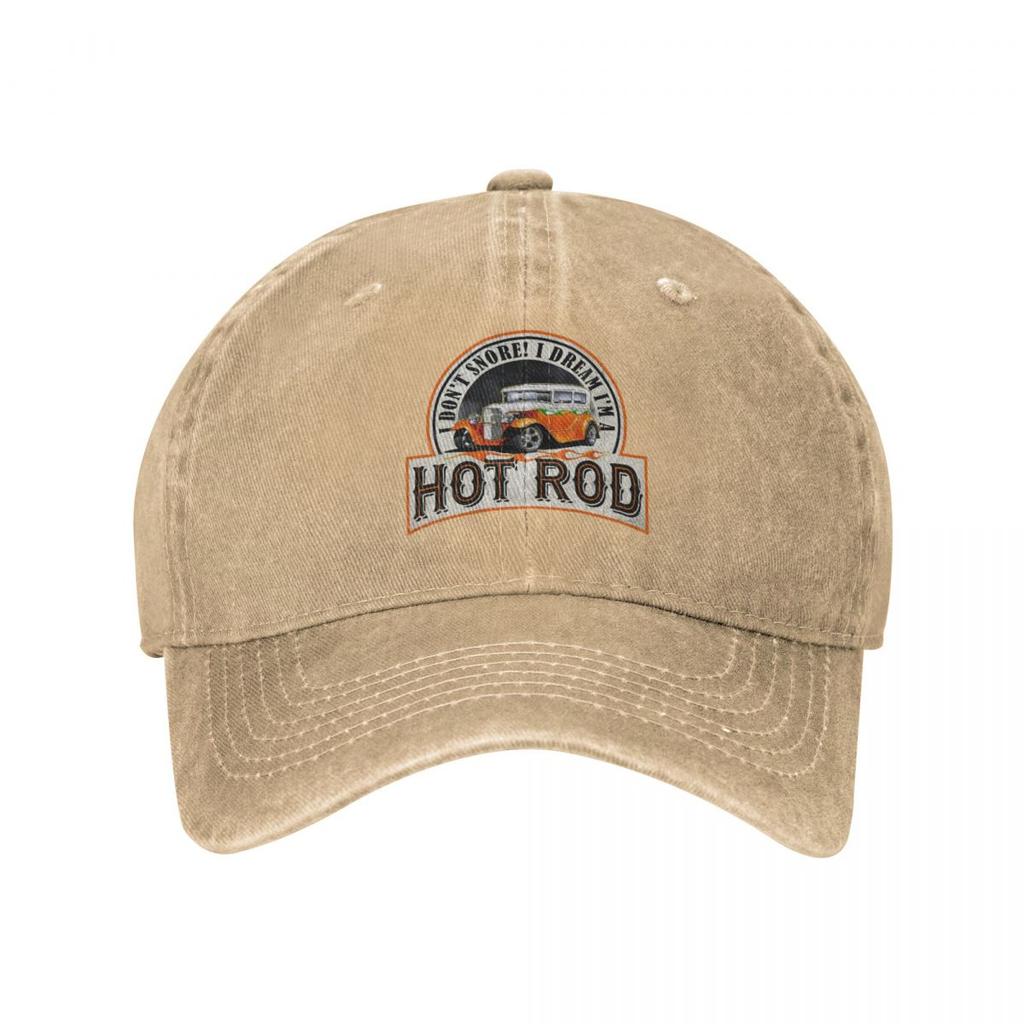 I Don't Snore I'M Dream I'M A Hot Rod Washed Denim Baseball Cap Trucker Hats Mode bequem