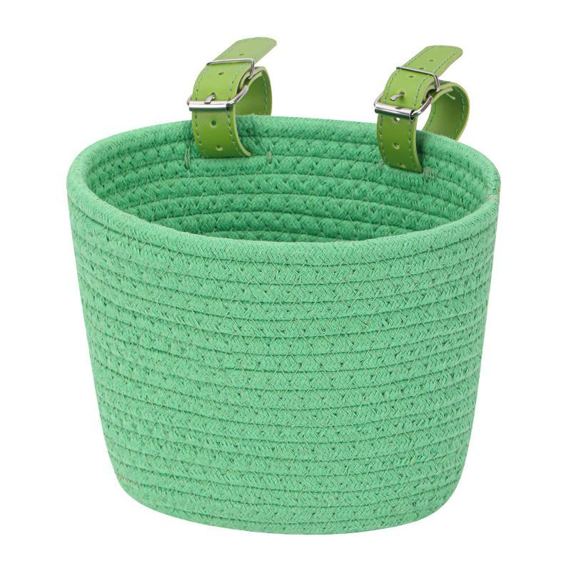 Handwoven Cotton Bike Basket Kids Foldable Front Snacks Toys Storage