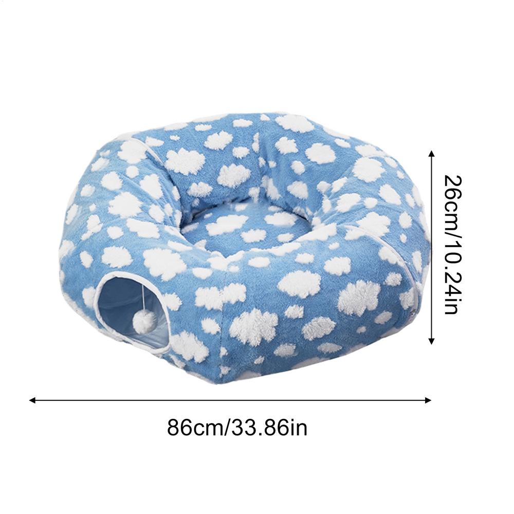 Cat Donut Tunnel Detachable Washable Pet Nest Cute Cat Donut Toy Tunnel For Sleeping Kitten Puppy Small Animal Dog Indoor синий
