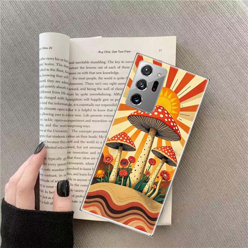 Boho Hippy Mushroom Sunrise Phone Case for Samsung A17 A37 A57 A54 A14 A24 A34 A07 A04S A02S A12 A22 A32 A52S A16 A26 A36 A56 A7