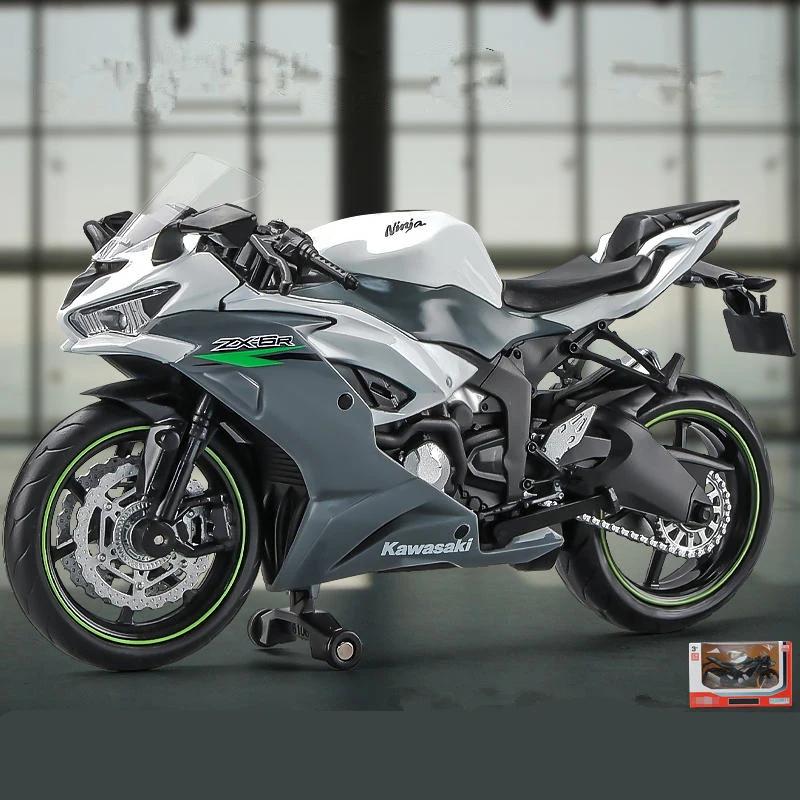 1/12 Kawasaki Ninja ZX-6R Terrengmotorsykkel Modell Simulering Metall Gateracing Motorsykkel Modell Samling Barnegaver