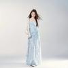Blue Splicing Suspender Dress Dress Summer New Popular Waist and Thin Temperament Large Size Dress