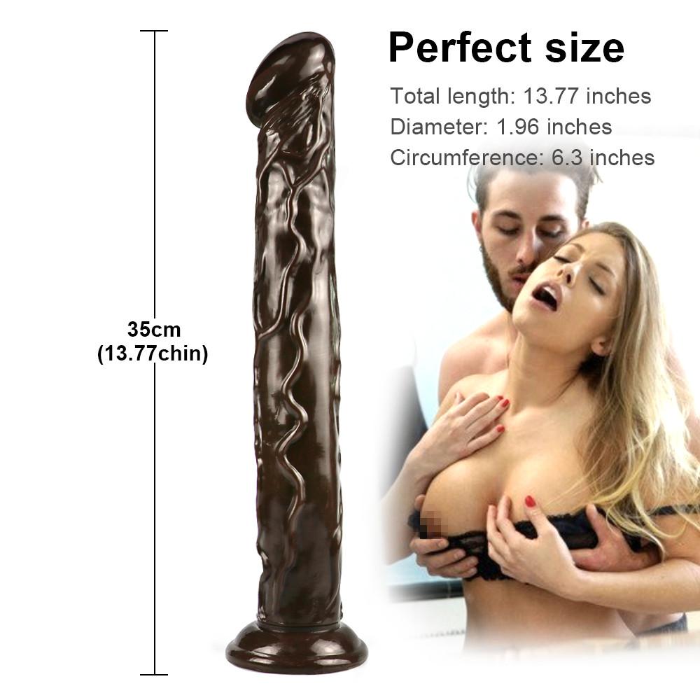 Brown Super Long Soft Skin Feeling Dildo Realistic Penis Sexy Female Masturbator Double-layer Suction Cup Dildos for Women