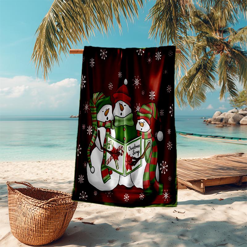 Ultra-Soft Beach Towel with Christmas Snowman Theme,Ideal for Pool - Camping, Diving - Perfect Travel Essential, Vibrant Beach Towel.