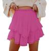 Mini Skirt with Hollow Crochet Design High-Waisted Style Double Layer Ruffle Hem Short Skirt Solid Color Cake Skirt