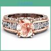 Elegant 10mm Round Cut 18k Rose Gold Filled Bridal Engagement Ring For Timeless Beauty