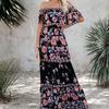 Women Dress Floral Print Off Shoulder Temperament Strapless Slim-fitting Sundress for Party