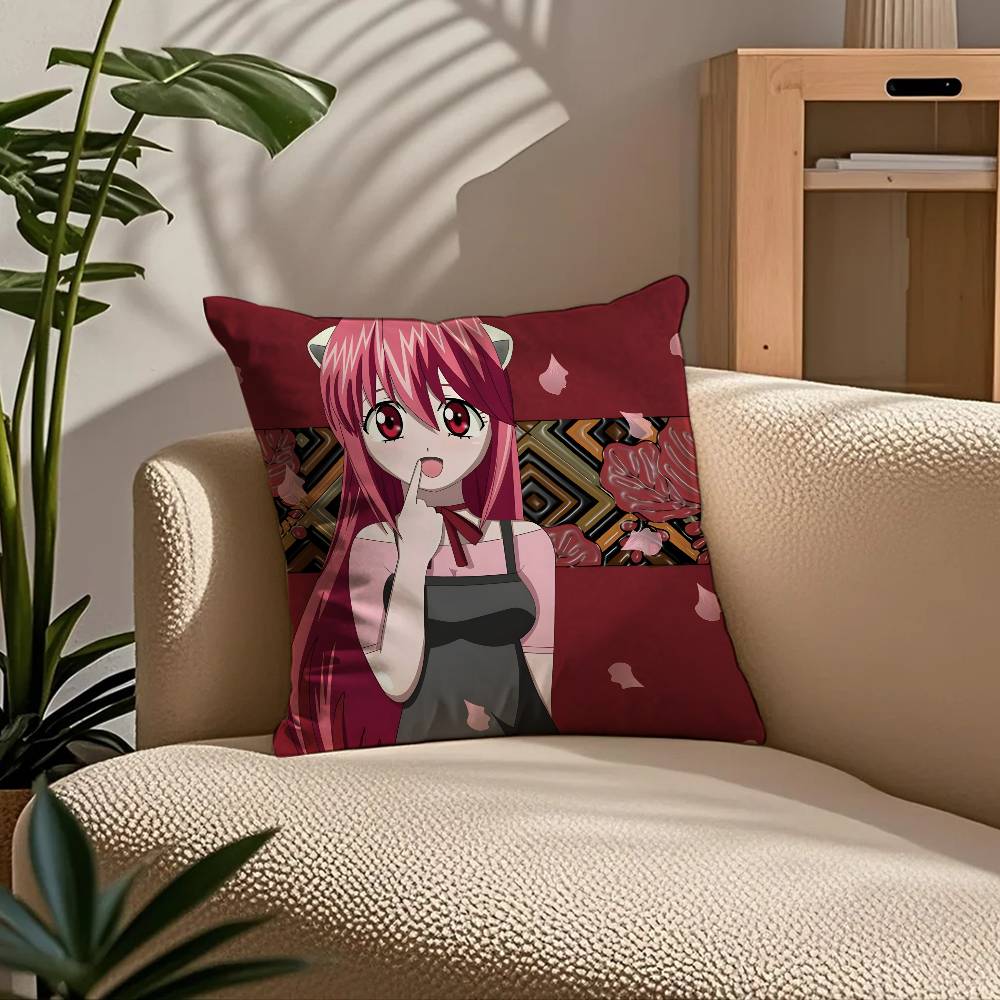 Anime E-Elfen L-Lied Pillow Case Comfort Sofa Bed Silky elegant Invisible zipper Custom Decorative cushion cover