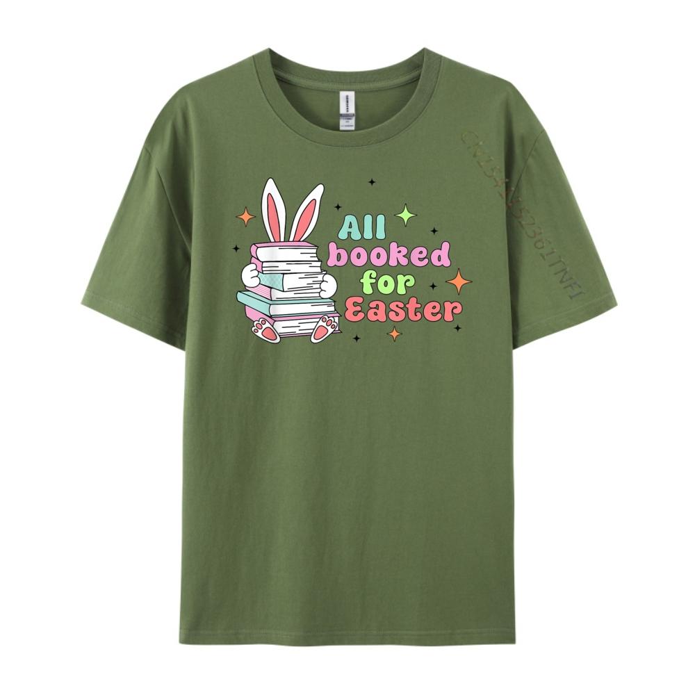 All Booked For Easter Bunny Ear Librarian Reading Bookworm Men Graphic Tees Funny Gifts Printing