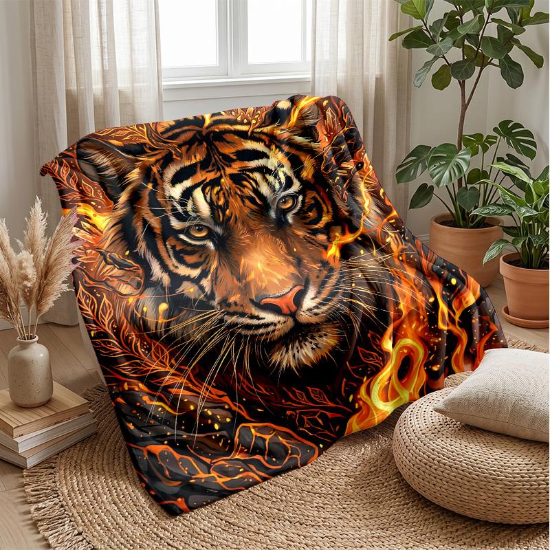 Tiger Fantasy Forest Theme blanket Lightweight Warm Flannel Blanket Decorative Throw Blanket for Home Decoration