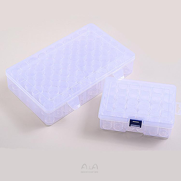Transparent Round Bead Dispenser Box - 60-Bottle Diamond Painting & Jewelry Seed Bead Storage