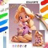 Disney Rapunzel oil paint by numbers painting kit handmade diy home decor gifts, cute blonde princess with long golden hair art craft decor