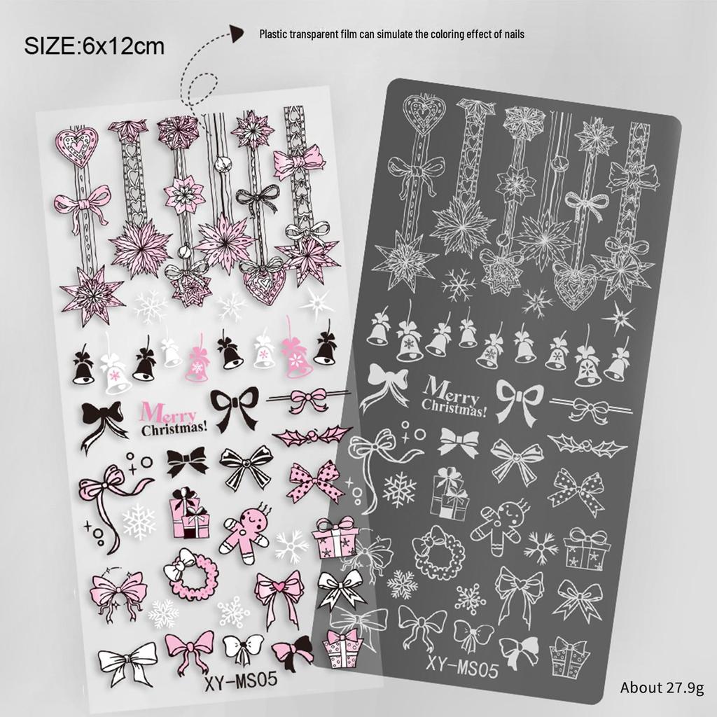 Christmas Series Snowflake Nail Art Transfer Tool - Printed Steel Plate with Transparent Film