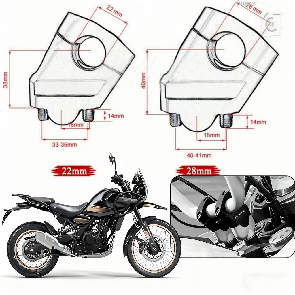 22mm Motorcycle Handlebar Raises Handlebar Motorcycle Post Bar Back Spacer Universal Motorcycle Accessory Risers, Position, Kit, (22mm, Black)