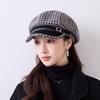 New British style retro plaid octagonal hat female small fragrant style show face small newsboy hat autumn and winter fashion hat