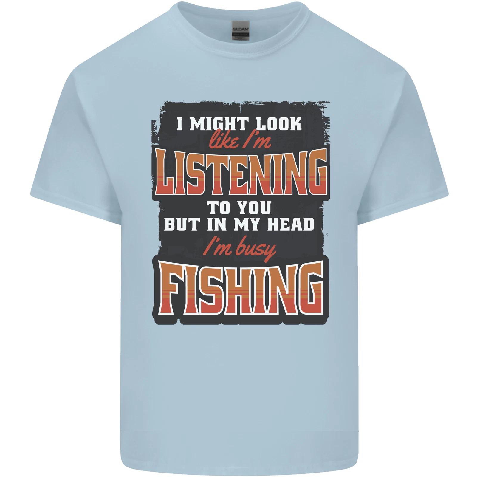 In My Head I m Busy Fishing Fisherman Funny Kids T-Shirt Childrens S