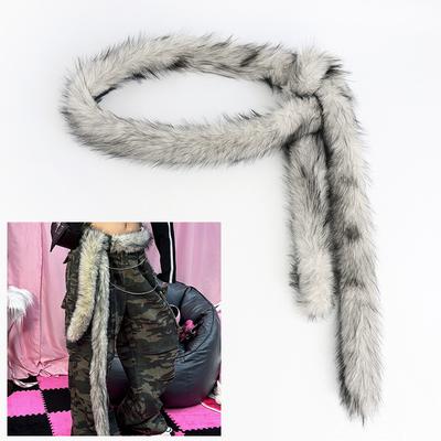 Unisex Winter Scarf Hiphop Simulation Fur Waist Street Long Fur Waistband Vintage Belt Waist Accessories Dance Length 180cm