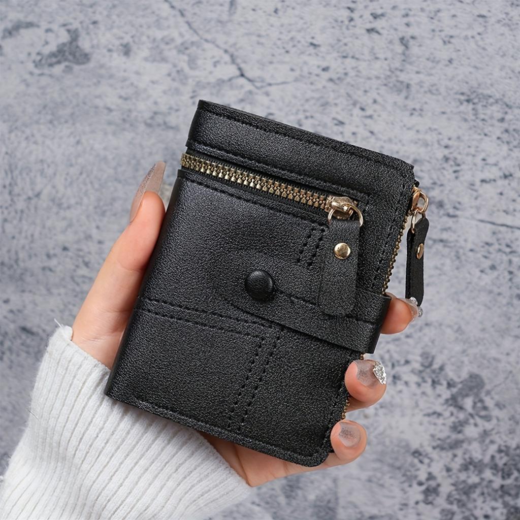 New Women'S Short Bifold Coin Purse Small Bag Bank Card Credit Card Organizer Multi-Slot Card Holder Zipper Wallet