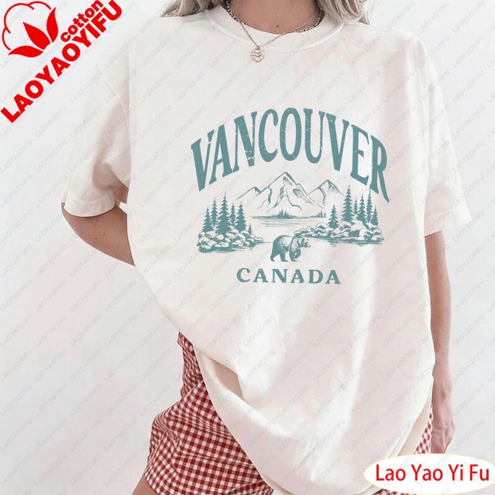 Retro 90s Vancouver TShirt Vintage British Columbia Canada Souvenir Tee Cute Trendy Boho TShirt Oversized Beach Tops