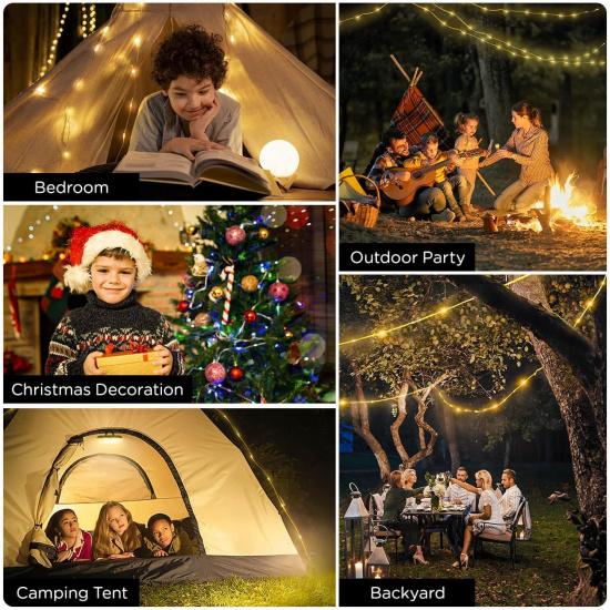 OGERY Camping String Lights 4 In 1, 32.8FT Quick Storage 8 Modes Protable | Rechargeable Fairy Tent Lights String, Hanging Lantern LED Lamp for