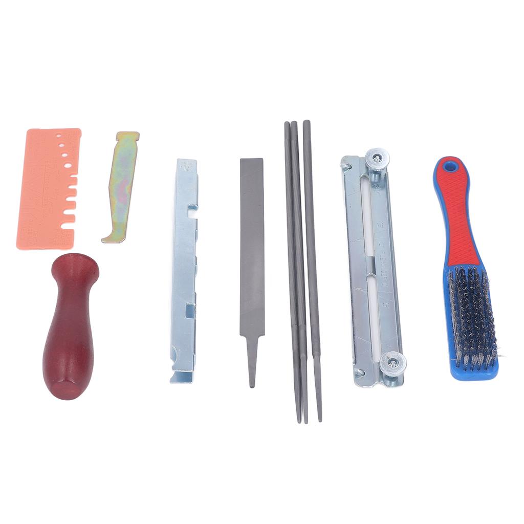 11Pcs Chainsaw Sharpener File Chain Saw Teeth Sharpening Tool Set Kit with Gauge Handle