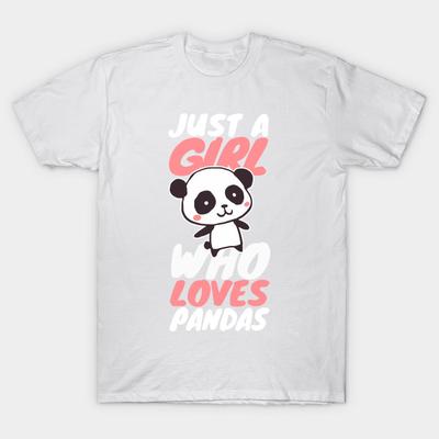 T Shirt Women Just A Girl Who Loves Panda Funny Panda Gift Harajuku Print Kawaii Tshirt Summer Short Sleeve Female T-Shirt Top Tee