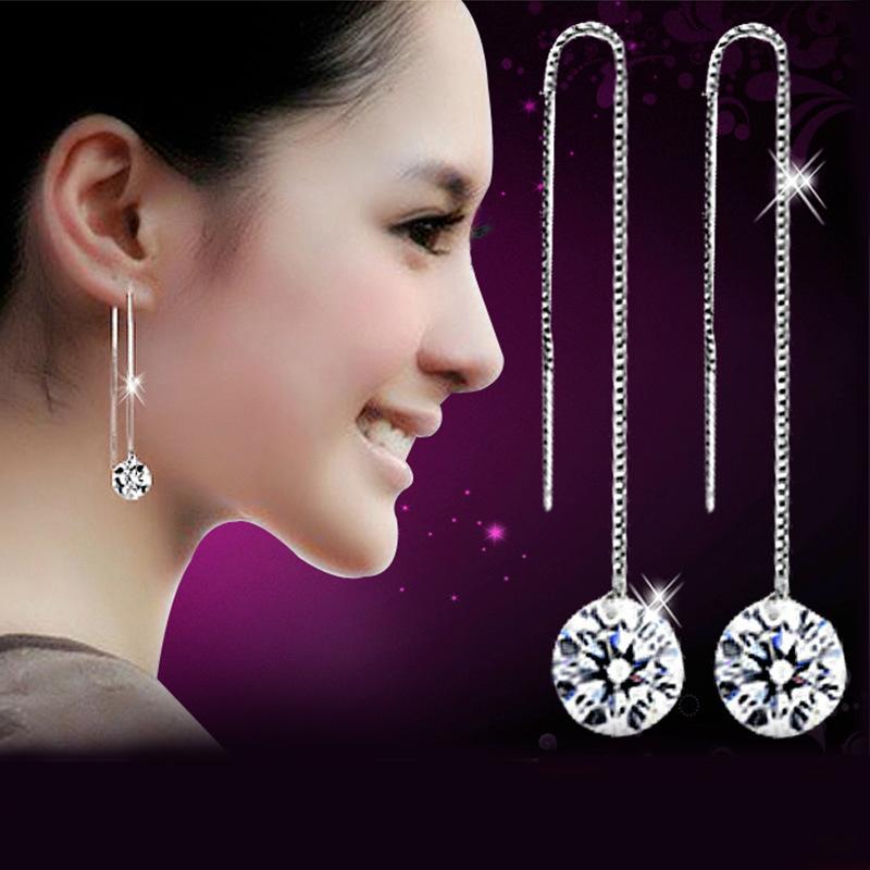 New 925 Sterling Silver Earrings for Women Original Charm Double Hoop Earrings Pave CZ Fine Engagement Anniversary Jewelry Gift
