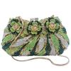 Rose Flower Diamond-Inlaid Stone Clutch: Elegant Metal Evening Bag for Women
