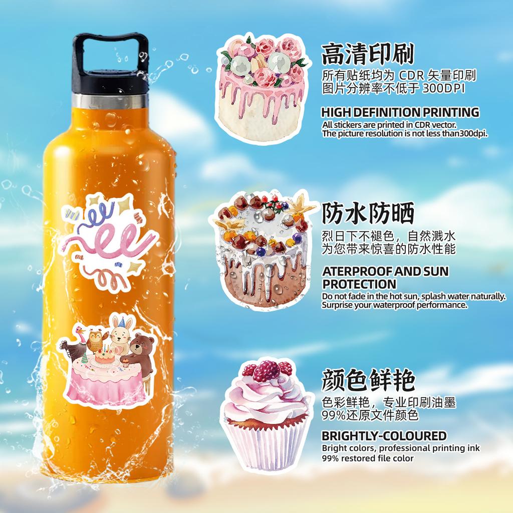 50Pcs Cute Style Birthday Coming Soon Graffiti Water Cup Suitcase Decoration Children’S Stickers