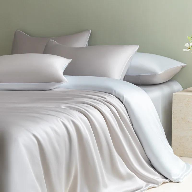 Jednobarevná dvoutónová praná ledově hedvábná ložní souprava letní chladivý pocit prostěradla moderní jednoduché měkké prodyšné sady přikrývek