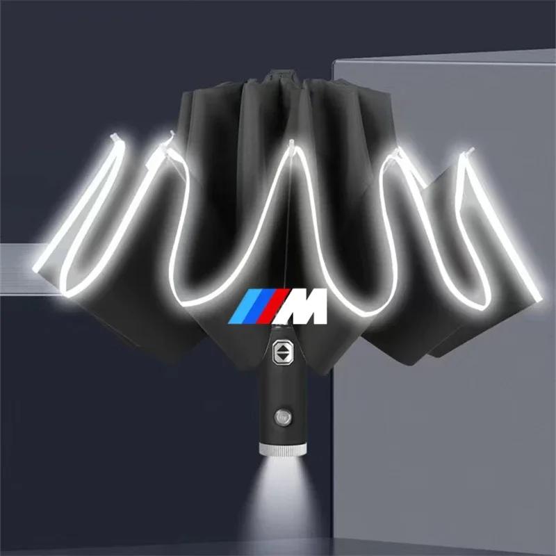 

New Automatic Reflective Stripe Reverse Led Light 10 Ribs Windproof Umbrellas For BMW M X1 X3 X5 X6 E46 E39 E90 E36 E60 E34 чёрный