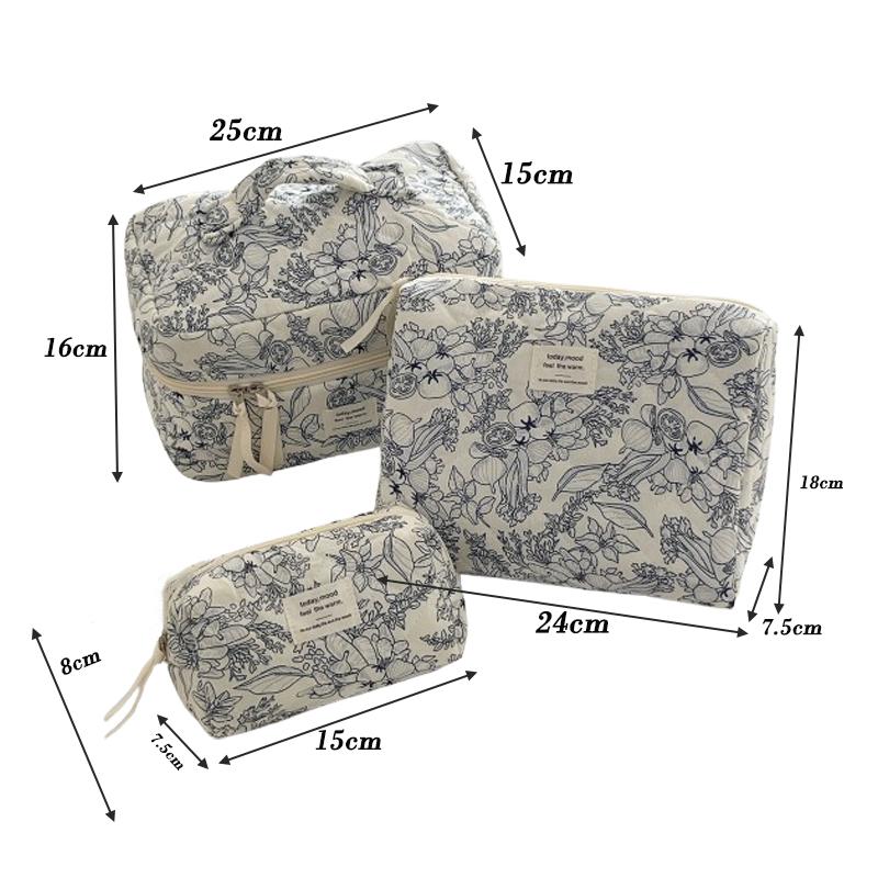 1 Stück Vintage Blumen Make-up Tasche Große Kapazität Kosmetik Aufbewahrungstasche Tragbare Reise Kulturtasche mit Reißverschluss Kosmetik Organizer